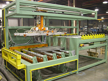 Automatic steel sheet de-stacker and feeder.